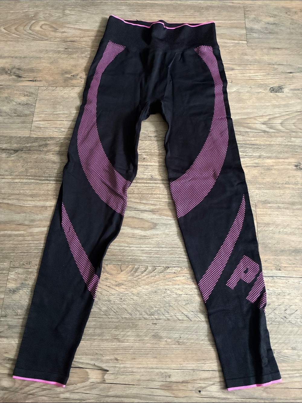 PINK Victoria's Secret Black Leggings with Pink Accents